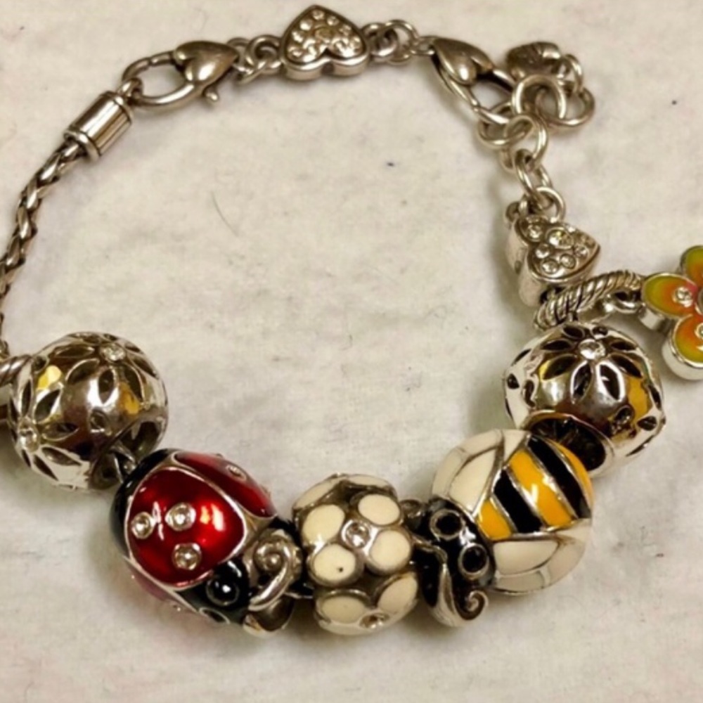 Brighton Bee My Honey bead Big bumblebee Enameled in yellow black white Retired - Picture 10 of 11